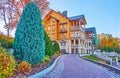 The curved alley at the Honka Club House, on Oct 26 in Mezhyhirya, Ukraine Royalty Free Stock Photo