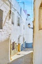 The curved alleys in Pueblo Blanco, Arcos, Spain Royalty Free Stock Photo