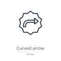 Curved arrow icon. Thin linear curved arrow outline icon isolated on white background from arrows collection. Line vector sign, Royalty Free Stock Photo