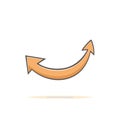 Curved Arrow Illustration, Way Forward Graphic Concept, Orange Directional Sign, Path Indicator Royalty Free Stock Photo