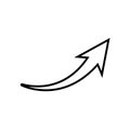 Curved arrow outline icon, vector illustration, Arrow pointer icon