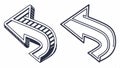 Curved arrow pointing back, return direction, reverse path, go back, direction arrow, undo action vector design Generative AI