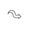 Curved Arrow Right pointer line icon