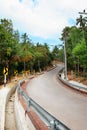 Curved Asphalt roads in the jungle forest and turn left Royalty Free Stock Photo