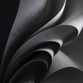 Curved black paper forms create an elegant abstract design showcasing texture and shape in a minimalist style Royalty Free Stock Photo