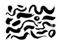 Curved brush stroke vector collection. Set of black paint grunge ink elements isolated on white background. Royalty Free Stock Photo