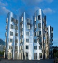 Curved building in chrom at media harbour Duesseldorf