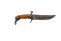 Curved ceremonial dagger knife with a decorative sheath isolated on a white background. Vintage dagger on a white background. Dagg