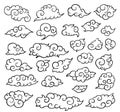 Curved chinese cloud oriental sketch icon set