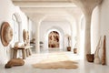 Curved columns in farmhouse hallway. Rustic style interior design of modern entrance hall in country house. Created with Royalty Free Stock Photo