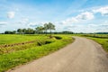 Curved country road in a Dutch polder landscape