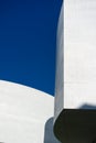 The Closeup detail concrete of facade with beautiful blue sky background