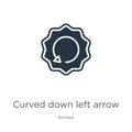 Curved down left arrow icon vector. Trendy flat curved down left arrow icon from arrows collection isolated on white background. Royalty Free Stock Photo