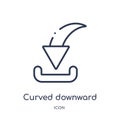 curved downward arrow icon from user interface outline collection. Thin line curved downward arrow icon isolated on white Royalty Free Stock Photo