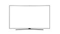 Curved empty screen fuhd tv 3d render on white no shadow