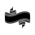 Curved film strip, element for cinema design. Movie and video symbol