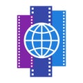 Curved film strip, element for cinema design. Movie and video symbol Royalty Free Stock Photo