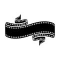 Curved film strip, element for cinema design. Movie and video symbol