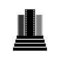 Curved film strip, element for cinema design. Movie and video symbol