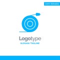 Curved, Flow, Pipe, Water Blue Solid Logo Template. Place for Tagline Royalty Free Stock Photo