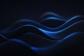 Flowing blue waves create a dynamic visual effect in a dark setting with soft lighting Royalty Free Stock Photo