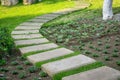 curved garden stone path in park Royalty Free Stock Photo