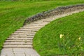 Curved garden stone stairway