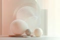 Curved geometric forms create a serene minimalist display in soft hues Royalty Free Stock Photo
