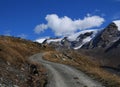 Curved gravel road in Zermatt. Findel glacier. Royalty Free Stock Photo