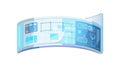 Curved interactive display, visualizing data and advanced technology interface, vector design Generative AI Royalty Free Stock Photo
