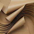 Curved layers of brown kraft paper create a dynamic, rippling effect. The sheets are Royalty Free Stock Photo
