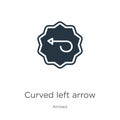 Curved left arrow icon vector. Trendy flat curved left arrow icon from arrows collection isolated on white background. Vector Royalty Free Stock Photo