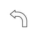Curved left arrow line icon