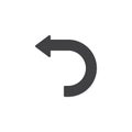 Curved left arrow vector icon