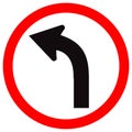 Curved Left Traffic Road Sign, Vector Illustration, Isolate On White Background,Symbols, Icon. EPS10 Royalty Free Stock Photo