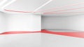 Curved Modern Empty Room, 3D Rendering, Interior design illustration