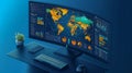 Curved Monitor with Global Data Analytics Display
