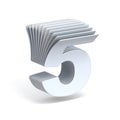 Curved paper sheets Number 5 FIVE 3D Royalty Free Stock Photo