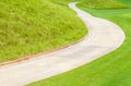 Curved pathway green golf course and beautiful nature scene.