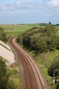 Curved railway track countryside no train, Cumbria