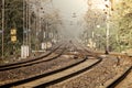 Curved railway tracks disappearing into the distance Royalty Free Stock Photo
