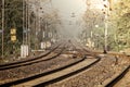 Curved railway tracks disappearing into the distance