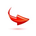 Curved red 3d vector arrow