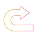 Curved right arrow gradient style icon vector design Royalty Free Stock Photo