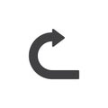 Curved right arrow vector icon