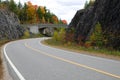 Curved Road with Highway Overpass during Fall Season Royalty Free Stock Photo