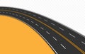 Curved road with markings. Vector illustration Royalty Free Stock Photo