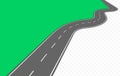 Curved road with markings. Vector illustration Royalty Free Stock Photo