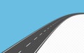 Curved road with markings. Vector illustration Royalty Free Stock Photo