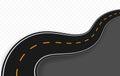 Curved road with markings. Vector illustration Royalty Free Stock Photo